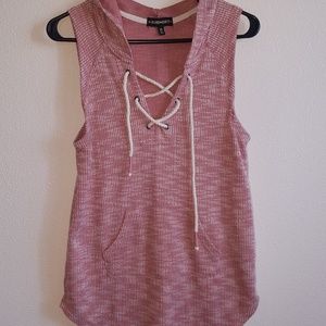 Sleeveless womens pink hoodie